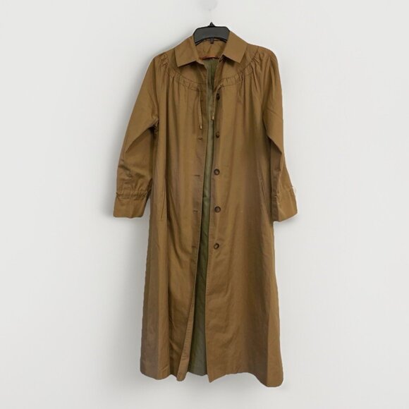 Forecaster International of Boston Vtg Khaki Tan Trench Overcoat Jacket Sz 7/8 - Picture 1 of 6